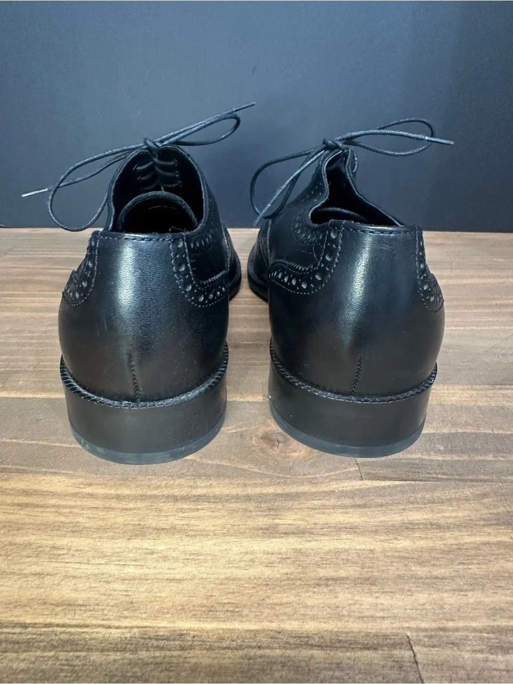 Cole Haan Black Leather Wingtip Oxford Shoes